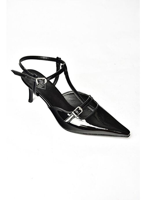 Fox Shoes Siyah Kadın Rugan Topuklu Ayakkabı 12264 - Görsel 7
