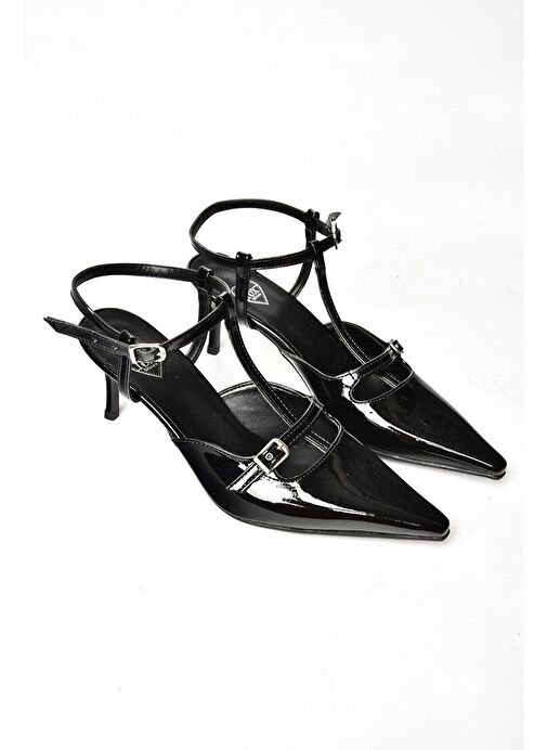 Fox Shoes Siyah Kadın Rugan Topuklu Ayakkabı 12264 - Görsel 8