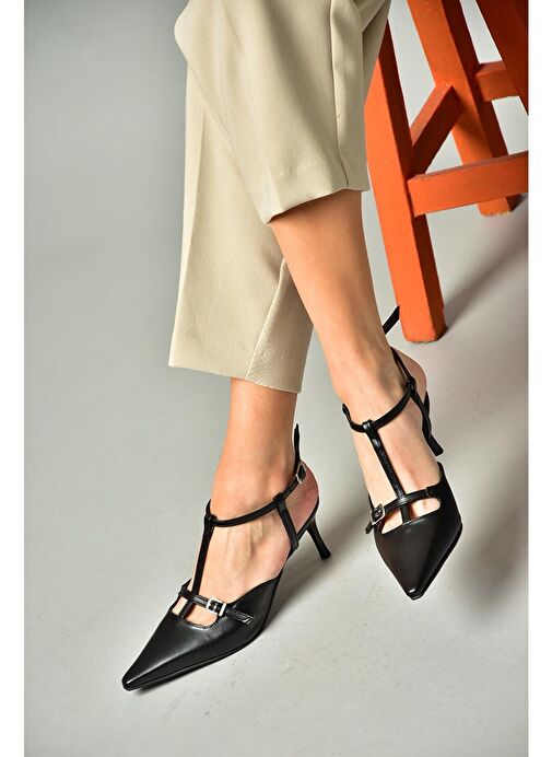 S654071209 Siyah Alçak Topuklu Kadın Ayakkabı - Görsel 2