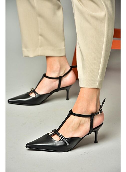 S654071209 Siyah Alçak Topuklu Kadın Ayakkabı - Görsel 3