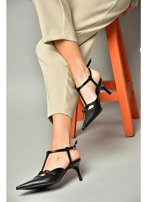 S654071209 Siyah Alçak Topuklu Kadın Ayakkabı - Görsel 4