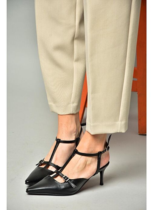 S654071209 Siyah Alçak Topuklu Kadın Ayakkabı - Görsel 5