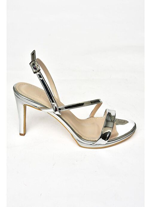 S569716634 Gümüş Ayna İnce Topuklu Abiye Ayakkabı - Görsel 6