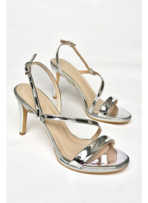 S569716634 Gümüş Ayna İnce Topuklu Abiye Ayakkabı - Görsel 7