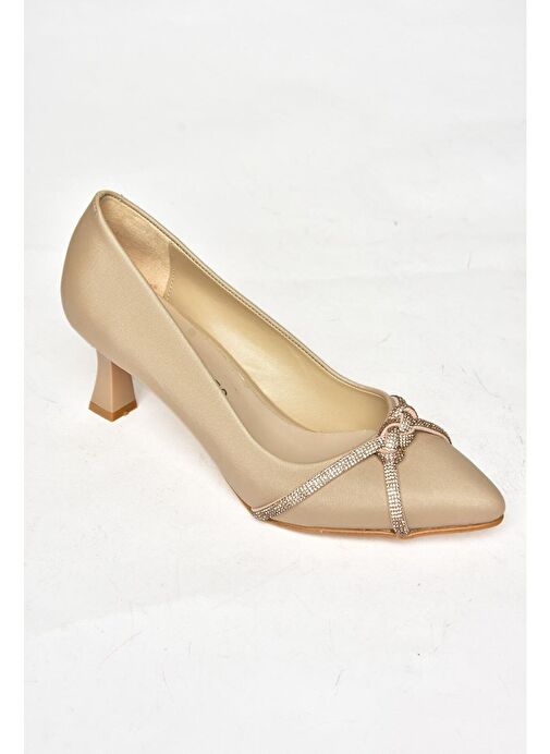 S246061604 Ten Kumaş Kalın Topuklu Kadın Abiye Ayakkabı - Görsel 6