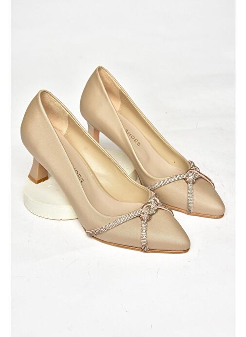 S246061604 Ten Kumaş Kalın Topuklu Kadın Abiye Ayakkabı - Görsel 9