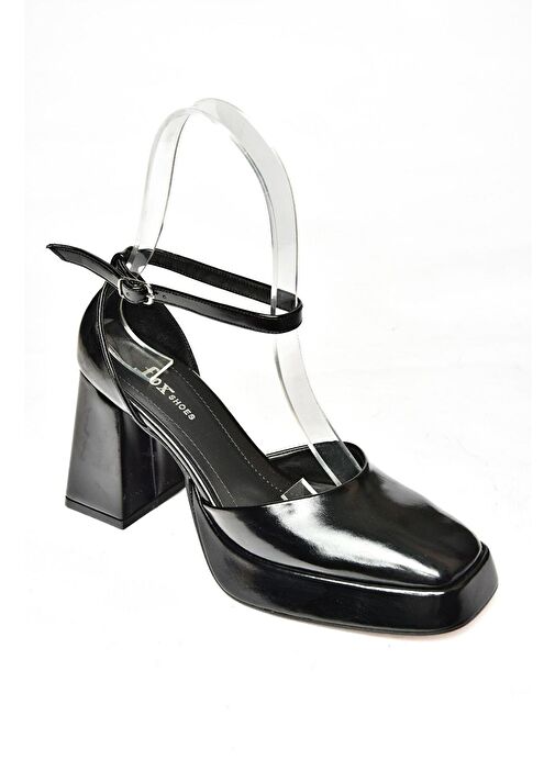 S282030308 Siyah Rugan Kalın Topuklu Kadın Ayakkabı - Görsel 8