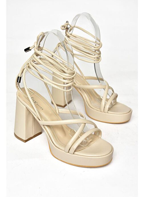 Fox Shoes Bej Kadın Topuklu Ayakkabı 12299 - Görsel 8