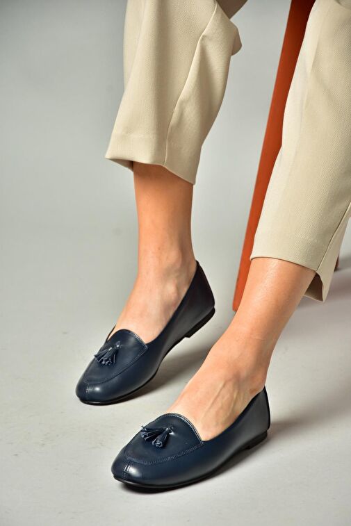 R667001203 Lacivert Hakiki Deri Babet - Görsel 2