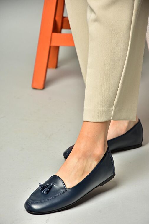 R667001203 Lacivert Hakiki Deri Babet - Görsel 3