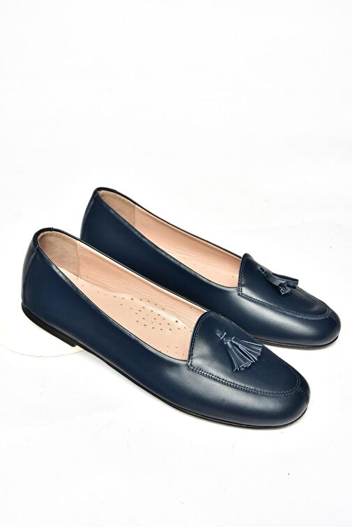 R667001203 Lacivert Hakiki Deri Babet - Görsel 8