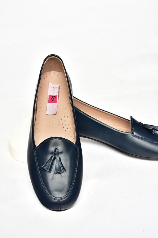 R667001203 Lacivert Hakiki Deri Babet - Görsel 9