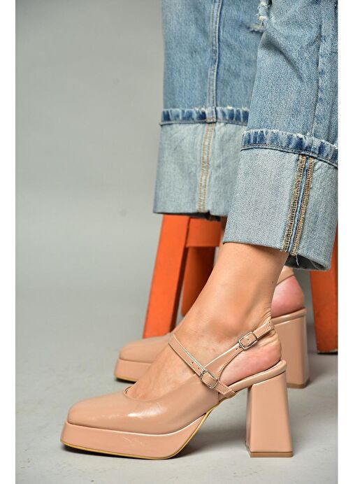 S282030908 Ten Rugan Kalın Topuklu Kadın Ayakkabı - Görsel 5