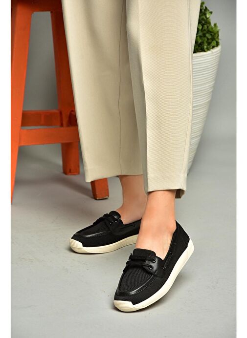 S374610304 Siyah Kumaş Günlük Kadın Ayakkabı - Görsel 2