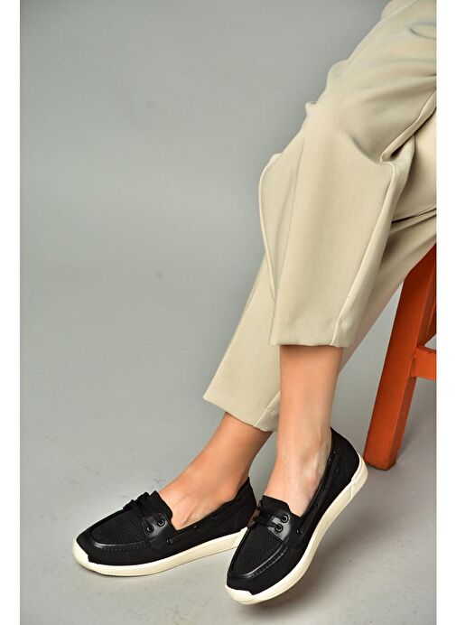 S374610304 Siyah Kumaş Günlük Kadın Ayakkabı - Görsel 4