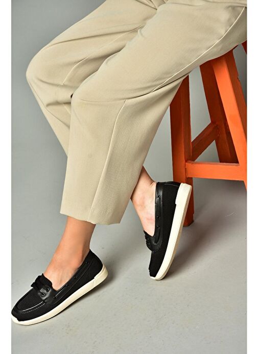 S374610304 Siyah Kumaş Günlük Kadın Ayakkabı - Görsel 5