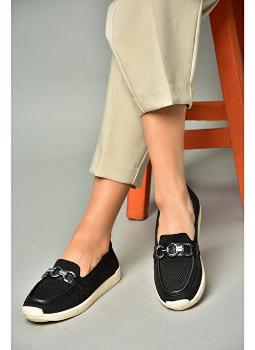 S374610404 Siyah Kumaş Günlük Kadın Ayakkabı - Görsel 2