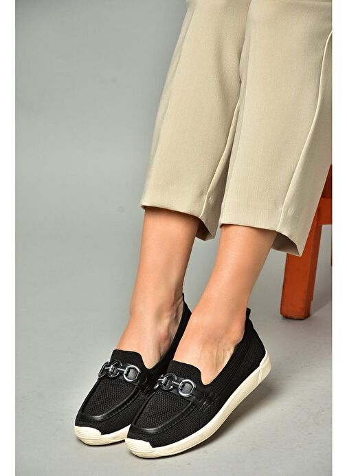 S374610404 Siyah Kumaş Günlük Kadın Ayakkabı - Görsel 3