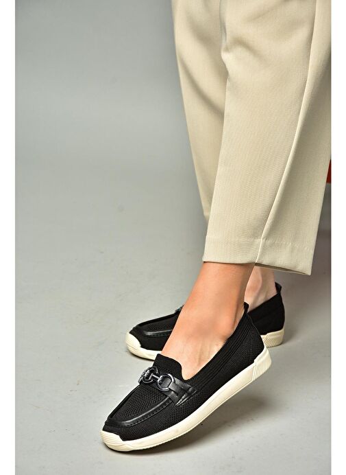 S374610404 Siyah Kumaş Günlük Kadın Ayakkabı - Görsel 4