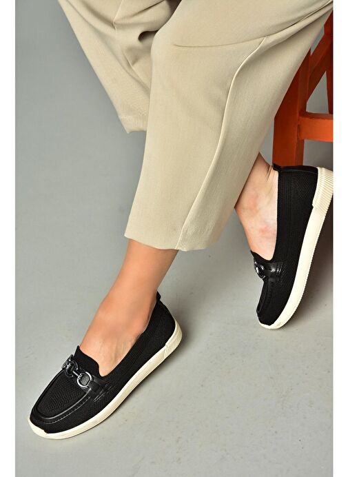 S374610404 Siyah Kumaş Günlük Kadın Ayakkabı - Görsel 5