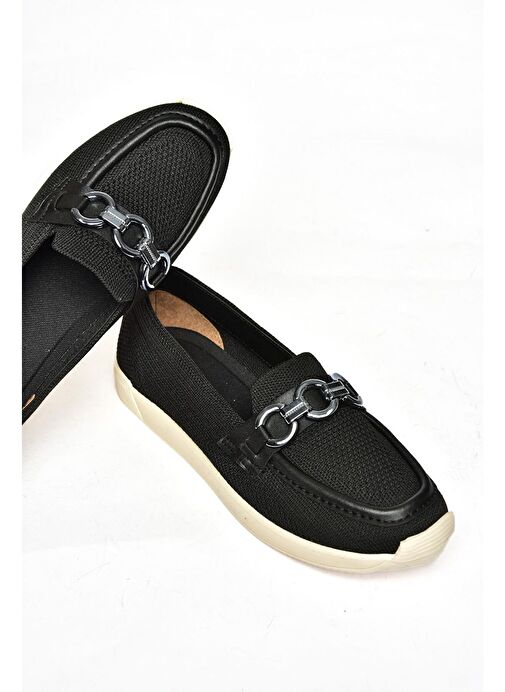 S374610404 Siyah Kumaş Günlük Kadın Ayakkabı - Görsel 8