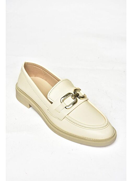 S652910009 Bej Loafer Makosen Kadın Ayakkabı - Görsel 7