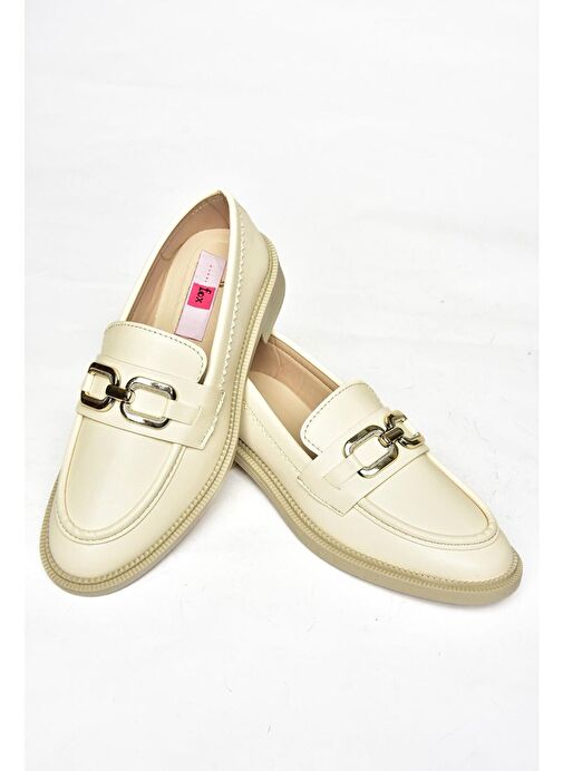 S652910009 Bej Loafer Makosen Kadın Ayakkabı - Görsel 8
