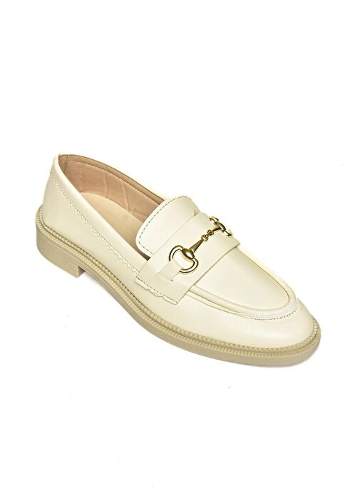 S652912009 Bej Loafer Makosen Kadın Ayakkabı - Görsel 6