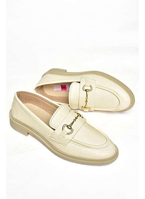 S652912009 Bej Loafer Makosen Kadın Ayakkabı - Görsel 8