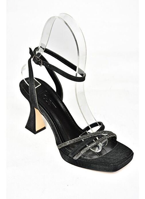 S569312514 Siyah Sim Kalın Topuklu Kadın Abiye Ayakkabı - Görsel 6
