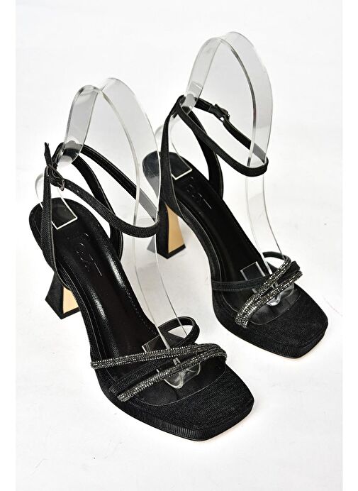 S569312514 Siyah Sim Kalın Topuklu Kadın Abiye Ayakkabı - Görsel 7