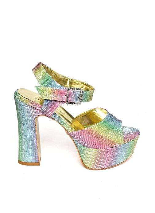 S246057114 Renkli Platform Topuklu Kadın Abiye Ayakkabı - Görsel 7