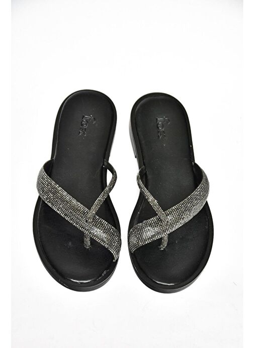 S250050109 Siyah Taşlı Parmak Arası Kadın Terlik - Görsel 6