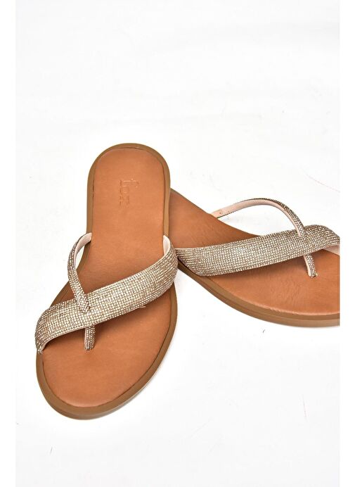 S250050109 Taba Taşlı Parmak Arası Kadın Terlik - Görsel 7