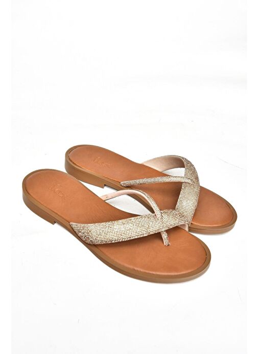 S250050109 Taba Taşlı Parmak Arası Kadın Terlik - Görsel 8