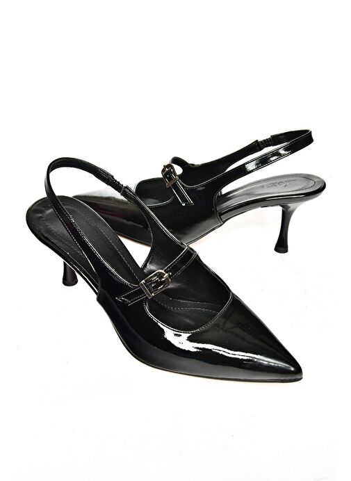 S404200608 Siyah Rugan İnce Topuklu Kadın Ayakkabı - Görsel 8