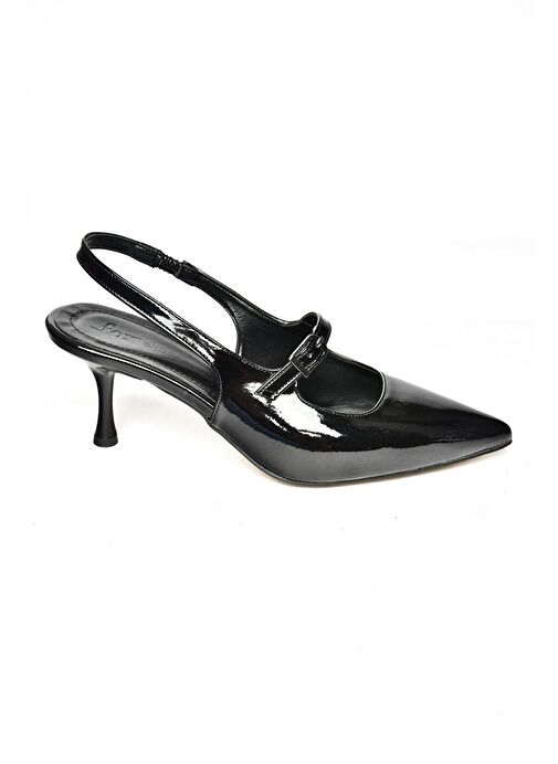 S404200608 Siyah Rugan İnce Topuklu Kadın Ayakkabı - Görsel 9