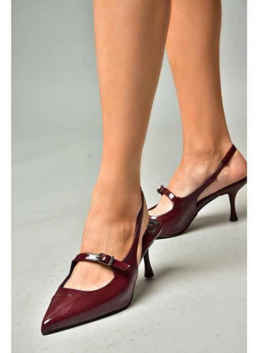 S404200608 Bordo Rugan İnce Topuklu Kadın Ayakkabı - Görsel 3