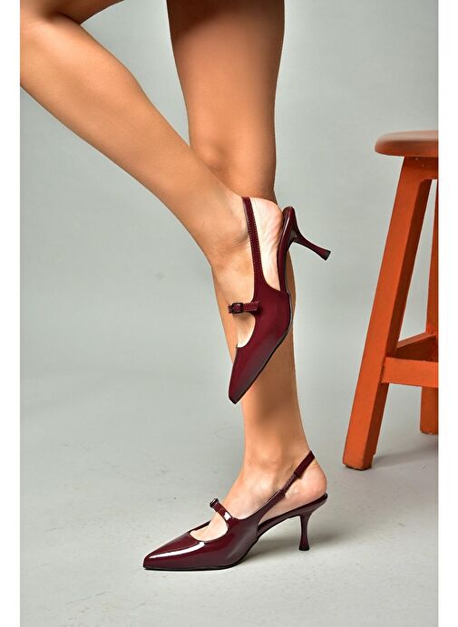 S404200608 Bordo Rugan İnce Topuklu Kadın Ayakkabı - Görsel 6