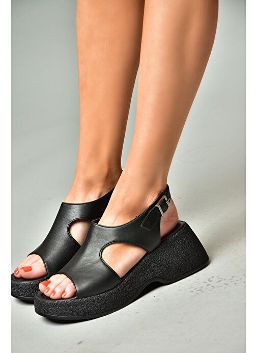 S996945009 Siyah Yüksek Tabanlı Kadın Sandalet - Görsel 2