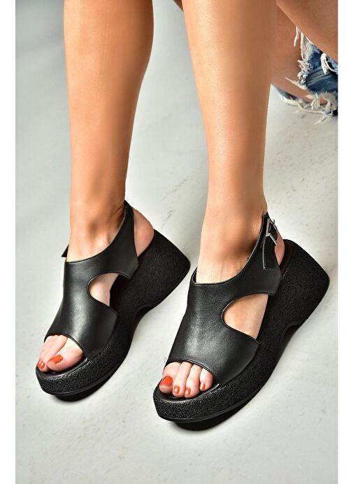 S996945009 Siyah Yüksek Tabanlı Kadın Sandalet - Görsel 5