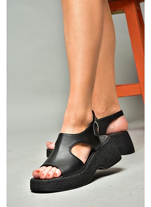 S996945009 Siyah Yüksek Tabanlı Kadın Sandalet - Görsel 6