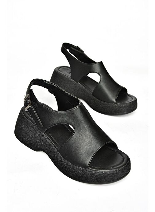 S996945009 Siyah Yüksek Tabanlı Kadın Sandalet - Görsel 9