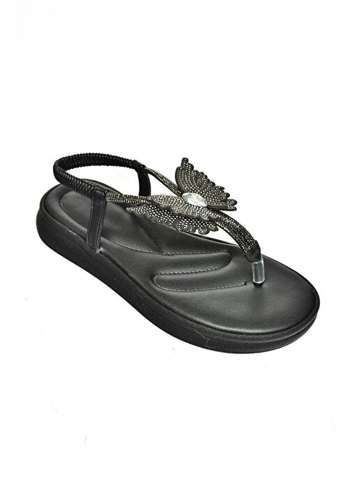 S404086009 Siyah Parmak Arası Kadın Sandalet - Görsel 6