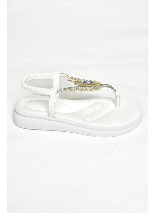 S404086009 Beyaz Parmak Arası Kadın Sandalet - Görsel 8
