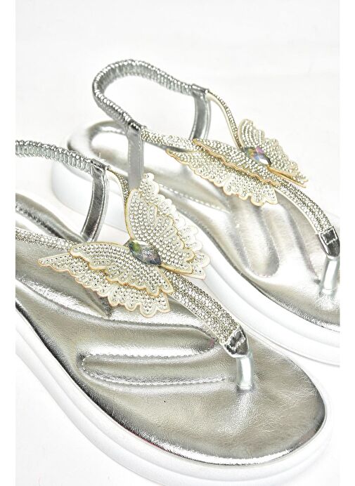 S404086009 Gümüş Parmak Arası Kadın Sandalet - Görsel 6