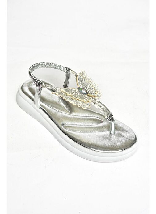 S404086009 Gümüş Parmak Arası Kadın Sandalet - Görsel 8