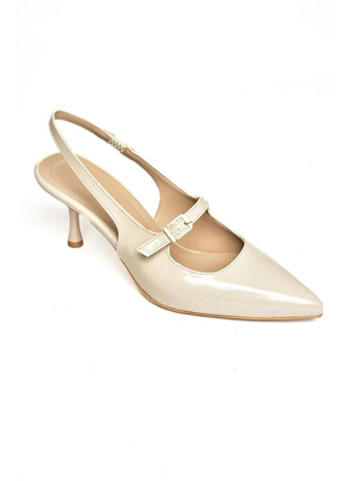 S404200608 Bej Rugan İnce Topuklu Kadın Ayakkabı - Görsel 8