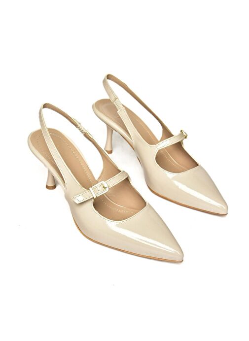 S404200608 Bej Rugan İnce Topuklu Kadın Ayakkabı - Görsel 9