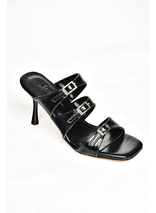 S518200409 Siyah İnce Topuklu Kadın Terlik - Görsel 6